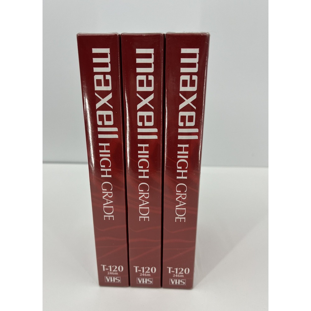 Lot of 3 Maxell High Grade T-120 6 Hour VHS Tapes New Sealed